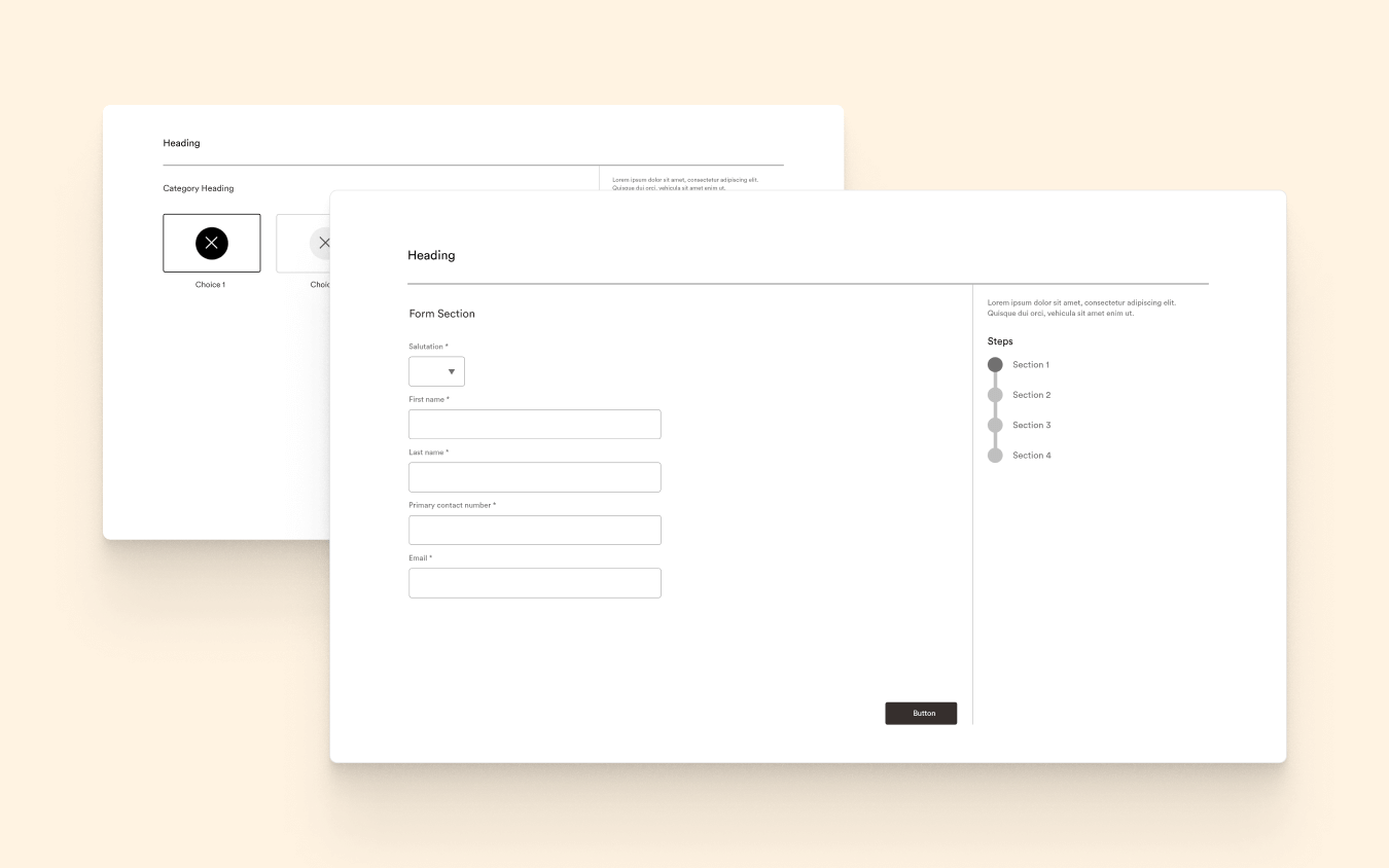 The image shows an early wireframe of customer type for the order management system.